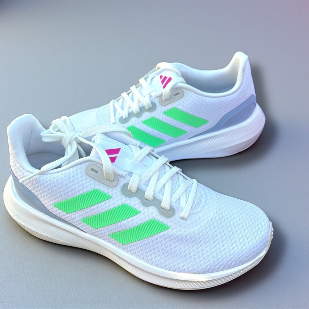 adidas Women's Run Falcon 3.0 Sneaker, White/Pulse Mint/Blue Dawn, Athletic Sz 7